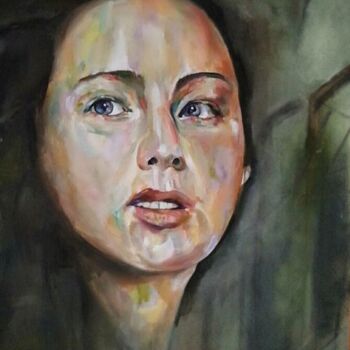Peinture intitulée "Woman face on Canvas" par Nesrin Yılmaz, Œuvre d'art originale, Acrylique