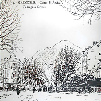 Painting titled "GRENOBLE cours Sain…" by Nessé, Original Artwork, Acrylic