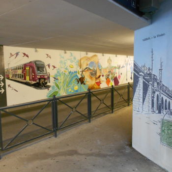 Pintura intitulada "GARE DE VOIRON pass…" por Nessé, Obras de arte originais, Acrílico