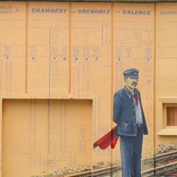 Peinture intitulée "PONT SNCF MARCHE DE…" par Nessé, Œuvre d'art originale, Acrylique