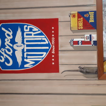 Peinture intitulée "GARAGE FORD - Saint…" par Nessé, Œuvre d'art originale, Acrylique