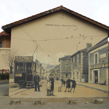 Peinture intitulée "Façade Mairie de Va…" par Nessé, Œuvre d'art originale, Acrylique