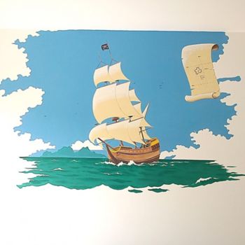 Malerei mit dem Titel "CHAMBRE D'ENFANT" von Nessé, Original-Kunstwerk, Acryl