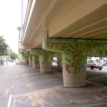 Peinture intitulée "PONT SNCF MARCHE DE…" par Nessé, Œuvre d'art originale