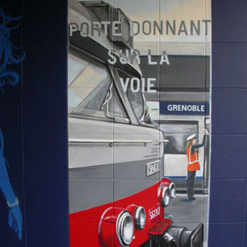 绘画 标题为“PONT SNCF MARCHE DE…” 由Nessé, 原创艺术品, 丙烯