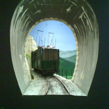 Peinture intitulée "MAQUETTE DU TRAIN D…" par Nessé, Œuvre d'art originale