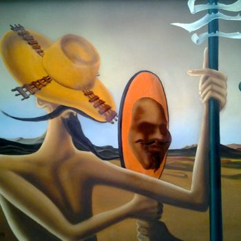 Pintura titulada "зеркало дон-кихота" por Gennadii Nesterov, Obra de arte original, Oleo Montado en Cartulina