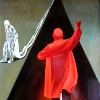 Peinture intitulée "Ленин спускается в…" par Gennadii Nesterov, Œuvre d'art originale, Huile Monté sur Carton