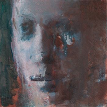 Ζωγραφική με τίτλο "Face/Sepia & Veridi…" από Elena Zolotnitsky, Αυθεντικά έργα τέχνης, Λάδι