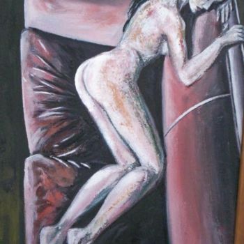 Painting titled "Desnuda en mi sofa" by Lisarco Namune, Original Artwork, Oil