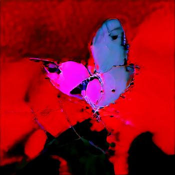 Arts numériques intitulée "Butterfly in Red" par Ricardo Neiva, Œuvre d'art originale, Travail numérique 2D
