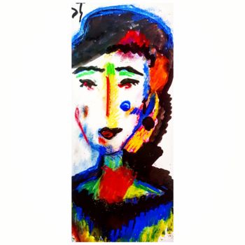Painting titled "The face" by Ester Sentís, Original Artwork, Pastel