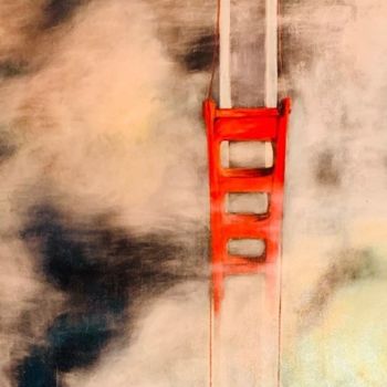 Painting titled "Golden Bridge de SF" by Nevelle, Original Artwork, Acrylic