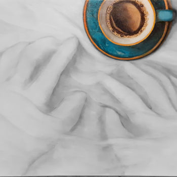 Painting titled "coffee break" by Nuno Feijao, Original Artwork, Oil