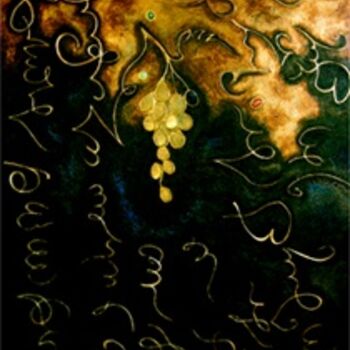 Painting titled "Golden Vine" by Nachum Furman, Original Artwork, Oil