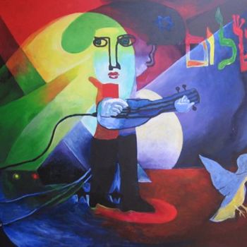 Schilderij getiteld "Song of SHALOM" door Nachum Furman, Origineel Kunstwerk, Olie