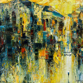 Painting titled "Yellow autumn" by Ngoc Quan Le, Original Artwork, Oil