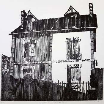 Prenten & gravures getiteld "Un pavillon à Saint…" door Nicolas Goulette, Origineel Kunstwerk, Xylograaf