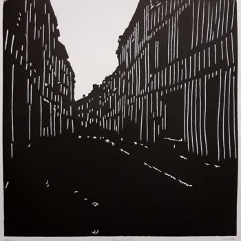 Prenten & gravures getiteld "Rue haute" door Nicolas Goulette, Origineel Kunstwerk, Xylograaf