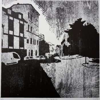 Estampas & grabados titulada "Rue des écoles" por Nicolas Goulette, Obra de arte original, Xilografía