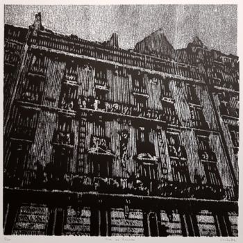 Druckgrafik mit dem Titel "Rue de Rennes" von Nicolas Goulette, Original-Kunstwerk, Holzschnitt