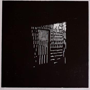 Printmaking titled "Le sous-sol" by Nicolas Goulette, Original Artwork, Xylography