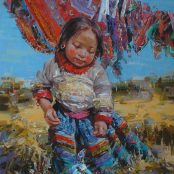 Painting titled "Falling" by Ha Nguy Dinh, Original Artwork, Oil