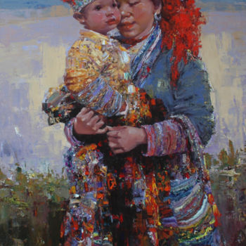 Painting titled "My Sweet Child" by Ha Nguy Dinh, Original Artwork, Oil