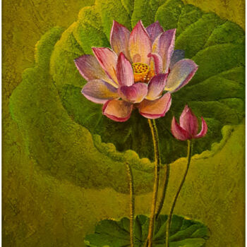Painting titled "Lotus" by Nguyen Khac Tai Tai, Original Artwork, Acrylic