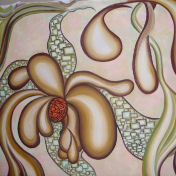 Schilderij getiteld "Sad Flower" door Natalia Hughson, Origineel Kunstwerk, Olie