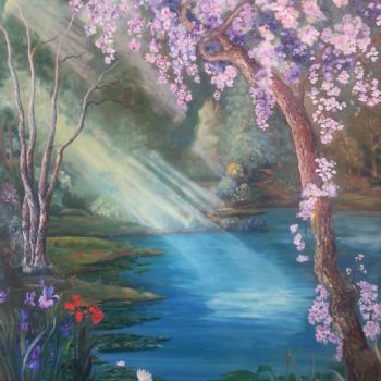 Malarstwo zatytułowany „Spring Pond” autorstwa Natalia Hughson, Oryginalna praca