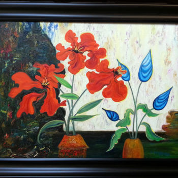 Painting titled "Bouquets Duet" by Natalia Hughson, Original Artwork, Oil