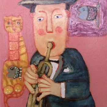 Painting titled "Jazz" by Asfaduroff Nibbes, Original Artwork, Encaustic
