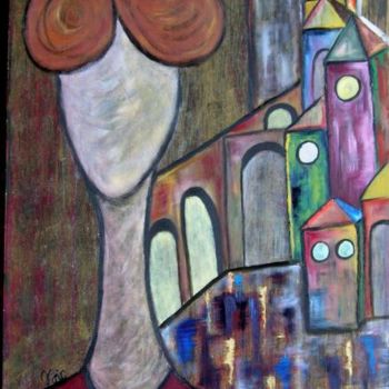 Painting titled "Madame e la città" by Cinzia Corvo (Nic), Original Artwork