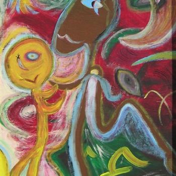 Pittura intitolato "La danza della feli…" da Cinzia Corvo (Nic), Opera d'arte originale, Olio