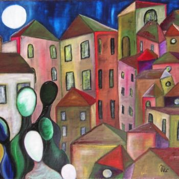 Peinture intitulée "Depuis la ville...…" par Cinzia Corvo (Nic), Œuvre d'art originale