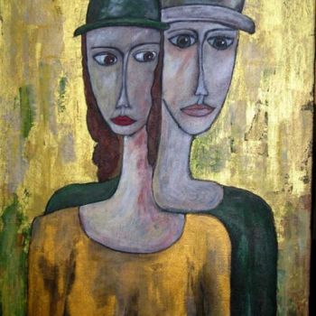Pittura intitolato "Io e lui" da Cinzia Corvo (Nic), Opera d'arte originale