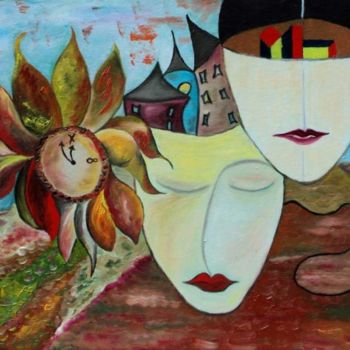 Pintura intitulada "Sogno in corolla" por Cinzia Corvo (Nic), Obras de arte originais, Óleo