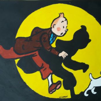 Peinture intitulée "Tintin et Milou dan…" par Nicevnt, Œuvre d'art originale, Acrylique