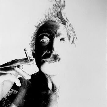 Dessin intitulée "Portrait with Cigar…" par Nicholas Cornwell, Œuvre d'art originale, Graphite
