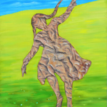 Painting titled "Happy on the prairie" by Nicholas Smyrnios, Original Artwork, Oil Mounted on Wood Panel