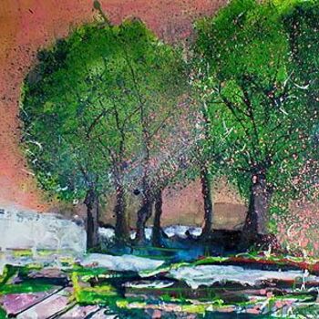 Pintura intitulada "Parc Sutter, Lyon" por Nick Cowling, Obras de arte originais