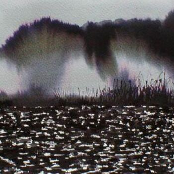 Malerei mit dem Titel "Le Lac en hiver" von Nick Cowling, Original-Kunstwerk