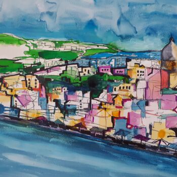 Painting titled "Procida, Italy" by Nick Cowling, Original Artwork