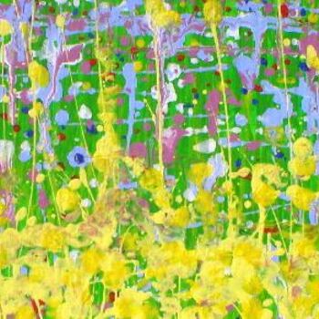 Peinture intitulée "Summer field in the…" par Nick Cowling, Œuvre d'art originale