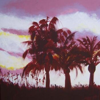 Painting titled "Palms at St.Raphael" by Nick Cowling, Original Artwork