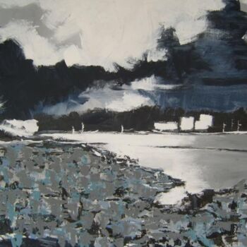 Painting titled "Winter lake" by Nick Cowling, Original Artwork