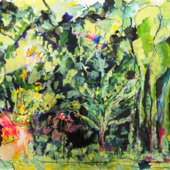 Schilderij getiteld "Garden, May 2015" door Nick Cowling, Origineel Kunstwerk