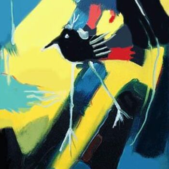 Pittura intitolato "My little black bird" da Nick D. Vladulescu, Opera d'arte originale
