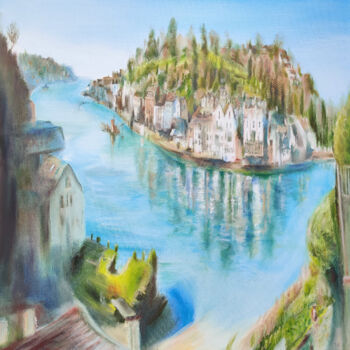 Malerei mit dem Titel "Fowey Estuary, Corn…" von Nick Pike, Original-Kunstwerk, Öl